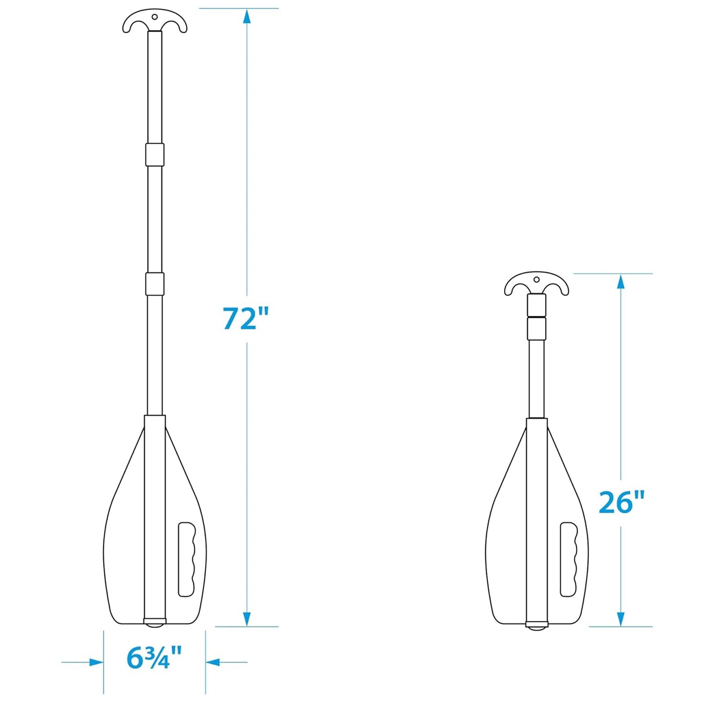 Emergency Multi-Purpose Telescoping Boat Hook and Paddle, Orange, 26” to 72”