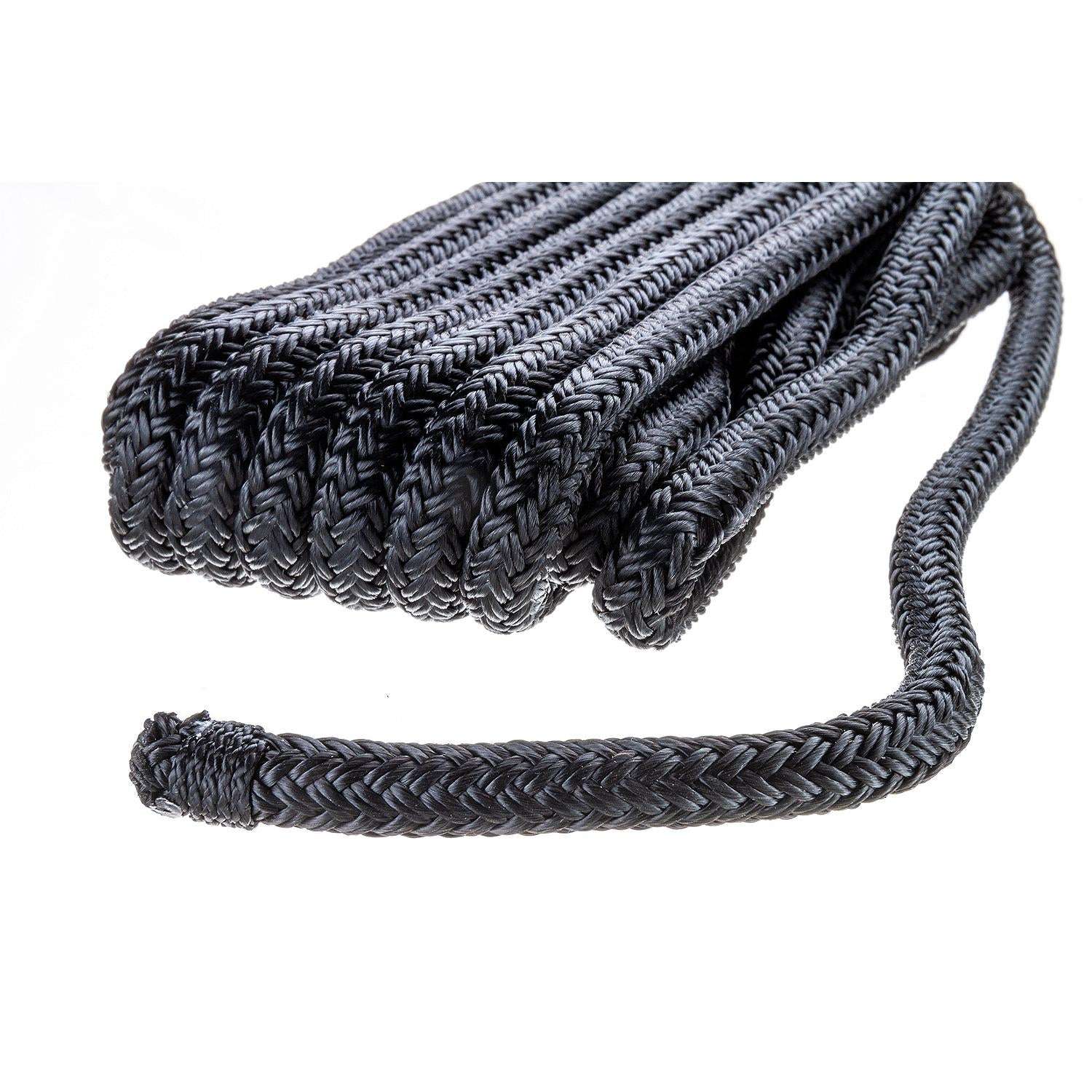 15' Double Braid Nylon Dock Line - Black