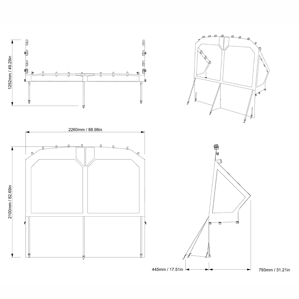Sea-Doo Switch Front Dodger for 18' 295101354