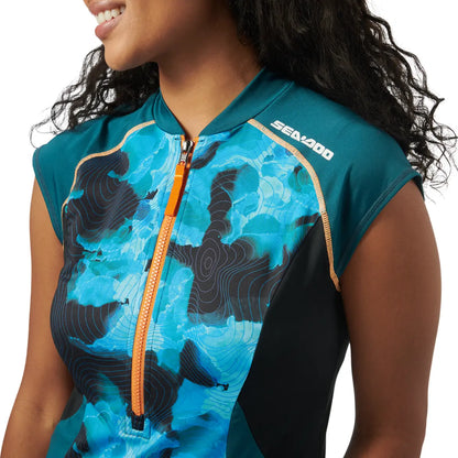 4546820674 Sea-Doo Women's Short Sleeve Performance Rash Guard - Blue - M