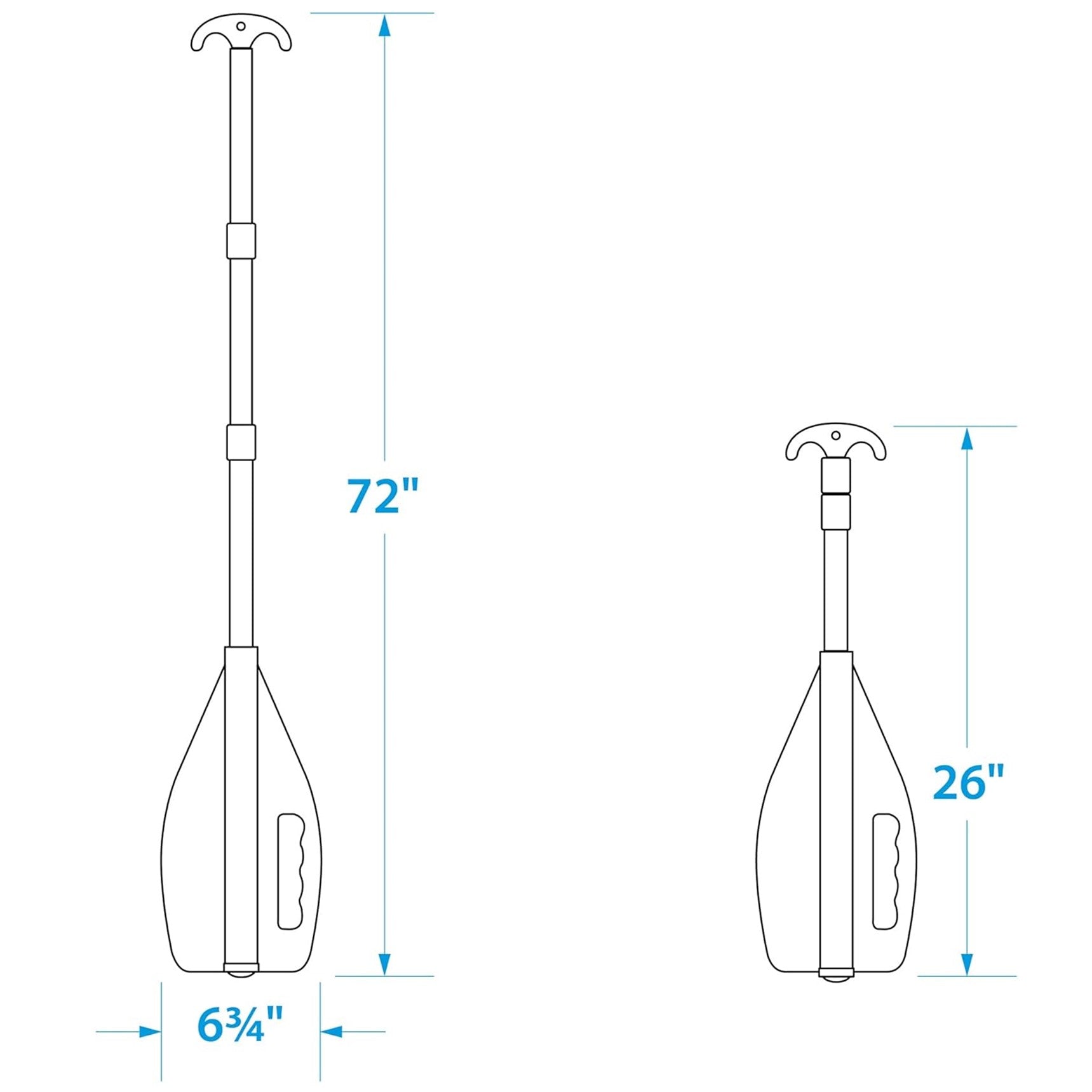 Emergency Multi-Purpose Telescoping Boat Hook and Paddle, Orange, 26” to 72”