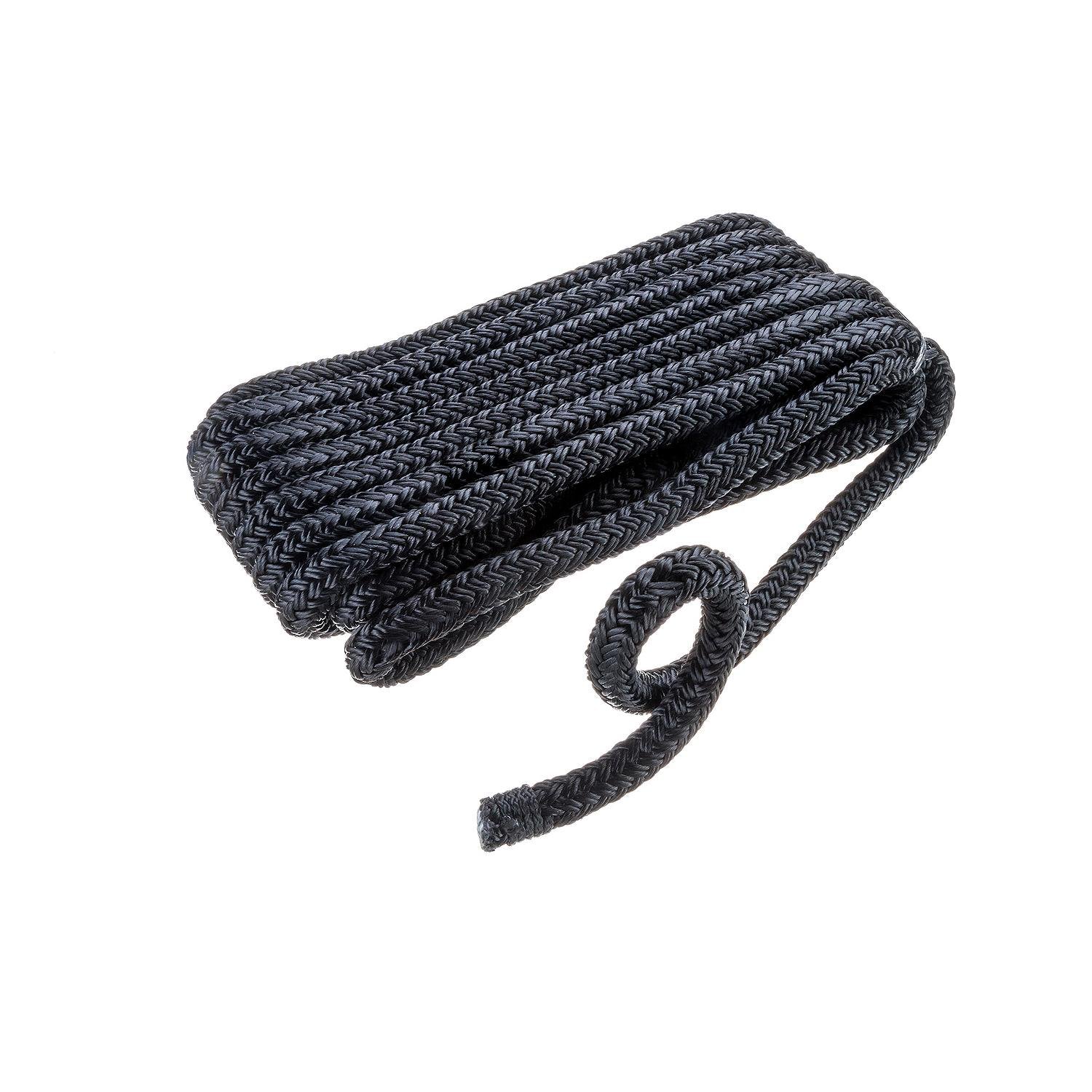 15' Double Braid Nylon Dock Line - Black