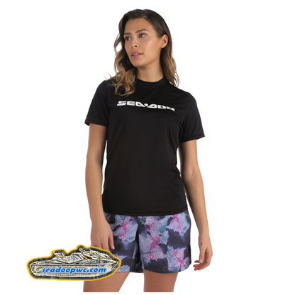 SEA-DOO WOMEN SIGNATURE SHORT SLEEVE RASHGUARD - BLACK - 454484_90